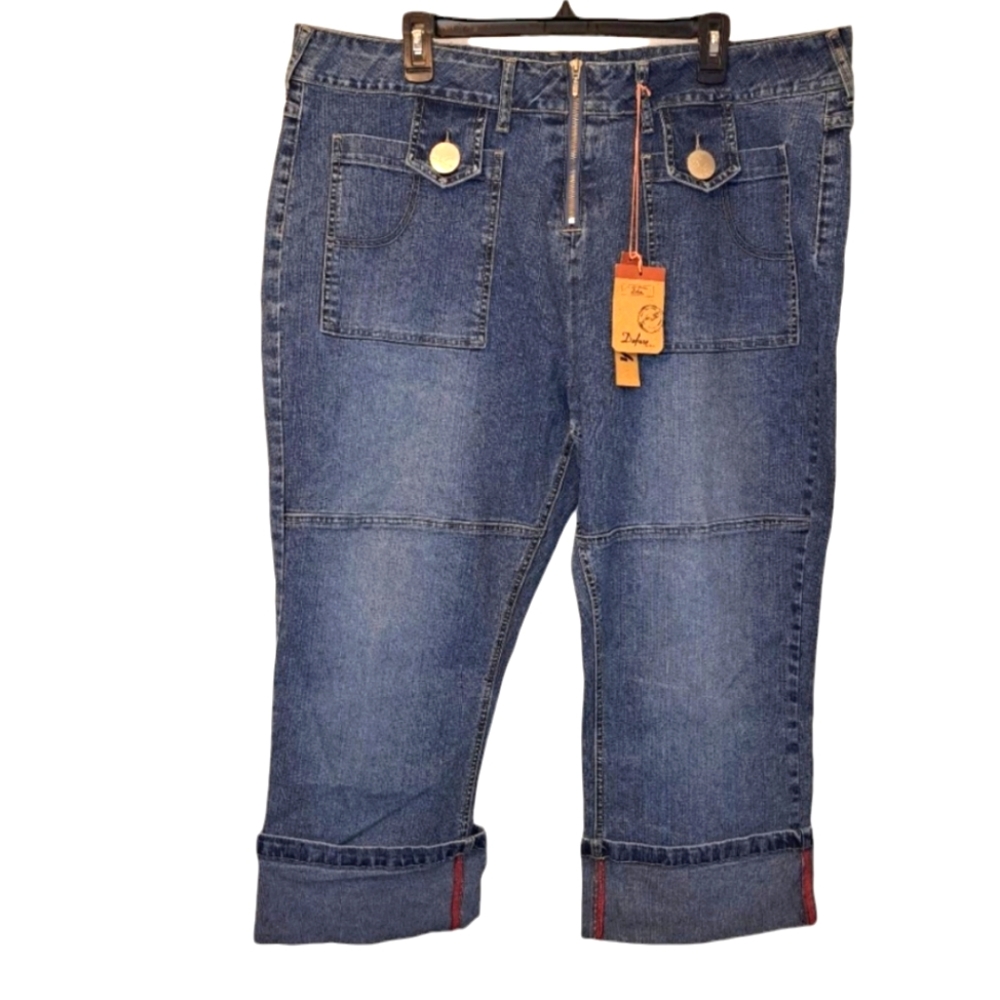 NEW Defuze Y2K Rolled Cuff Denim Jean Capris Size 22